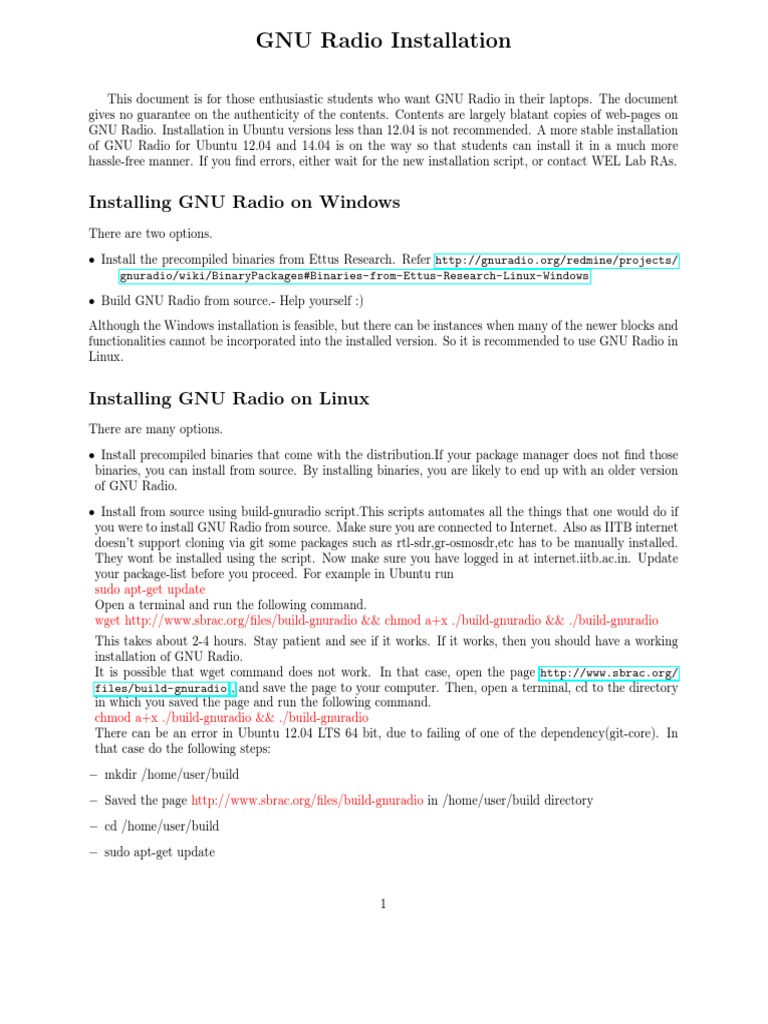 Installing GNU Radio on Windows & Linux | PDF | Operating System ...