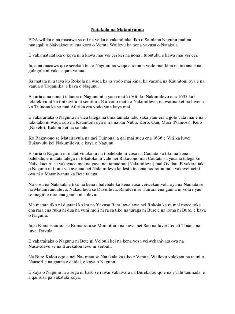 Natakala na Matanivanua e Viti | PDF | Foreign Language Studies