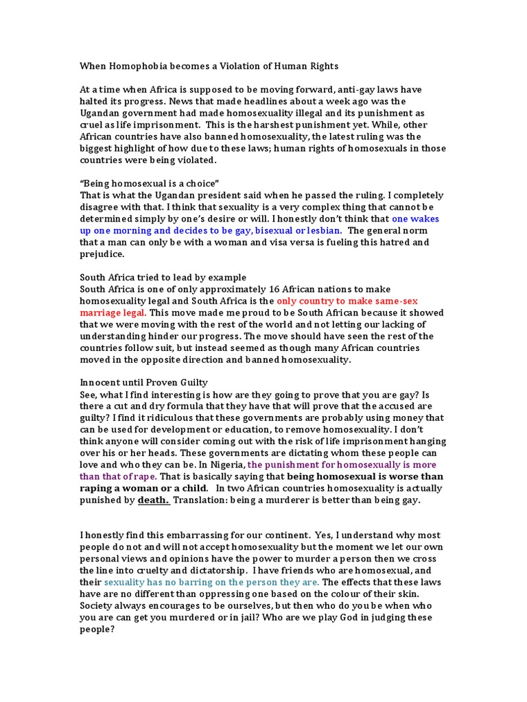 Homophobia and Human Rights Violations | PDF | Homophobia | Homosexuality