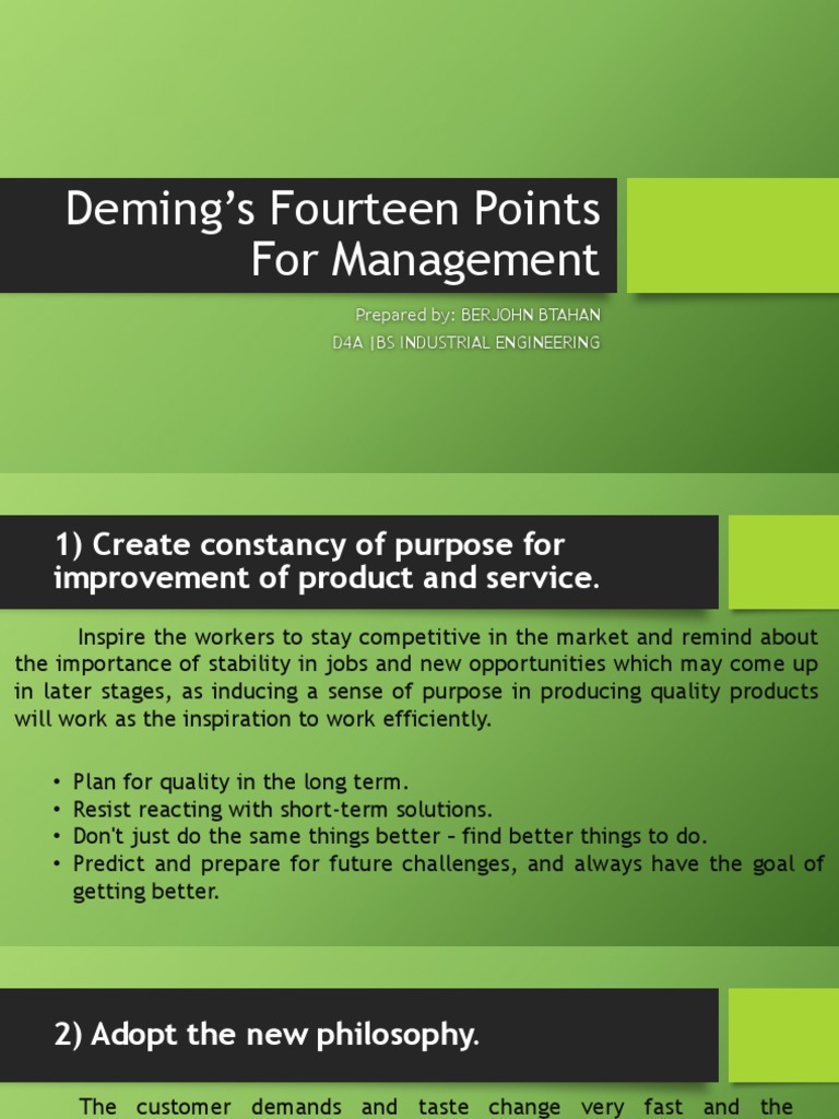 Deming's Fourteen Points For Management BRJ PDF Quality (Business