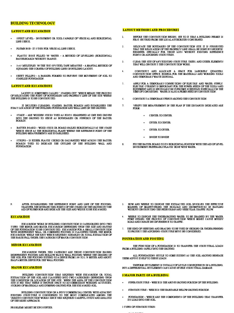 Building Layout and Excavation Techniques | PDF | Prestressed Concrete ...