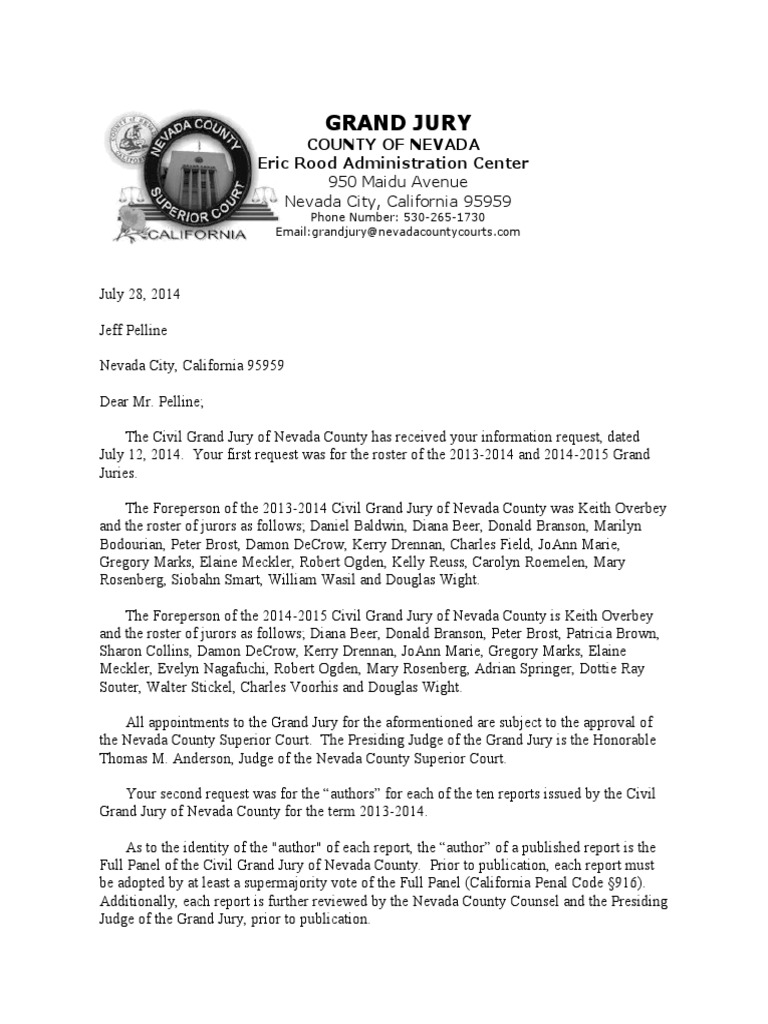 Nevada County Grand Jury Roster 2014-2015 | PDF | Separation Of Powers ...