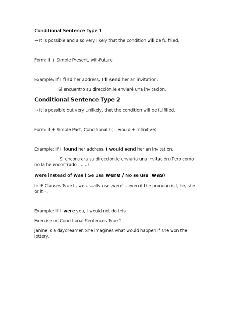 Conditional Sentence Type 1 | PDF