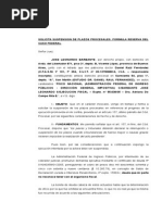 Solicita Suspension de Plazos Procesales. Formula Reserva Del Caso Federal