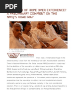 A Triumph of Hope Over Experience A Preliminary Comment On The Nmsj's Road Map