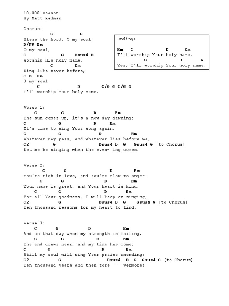 10,000 Reasons Chords