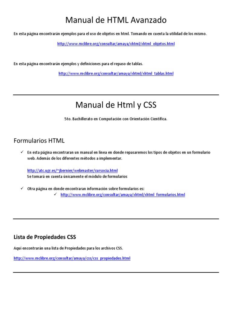 Manual Avanzado de HTML y CSS | PDF | Hojas de estilo en cascada | HTML
