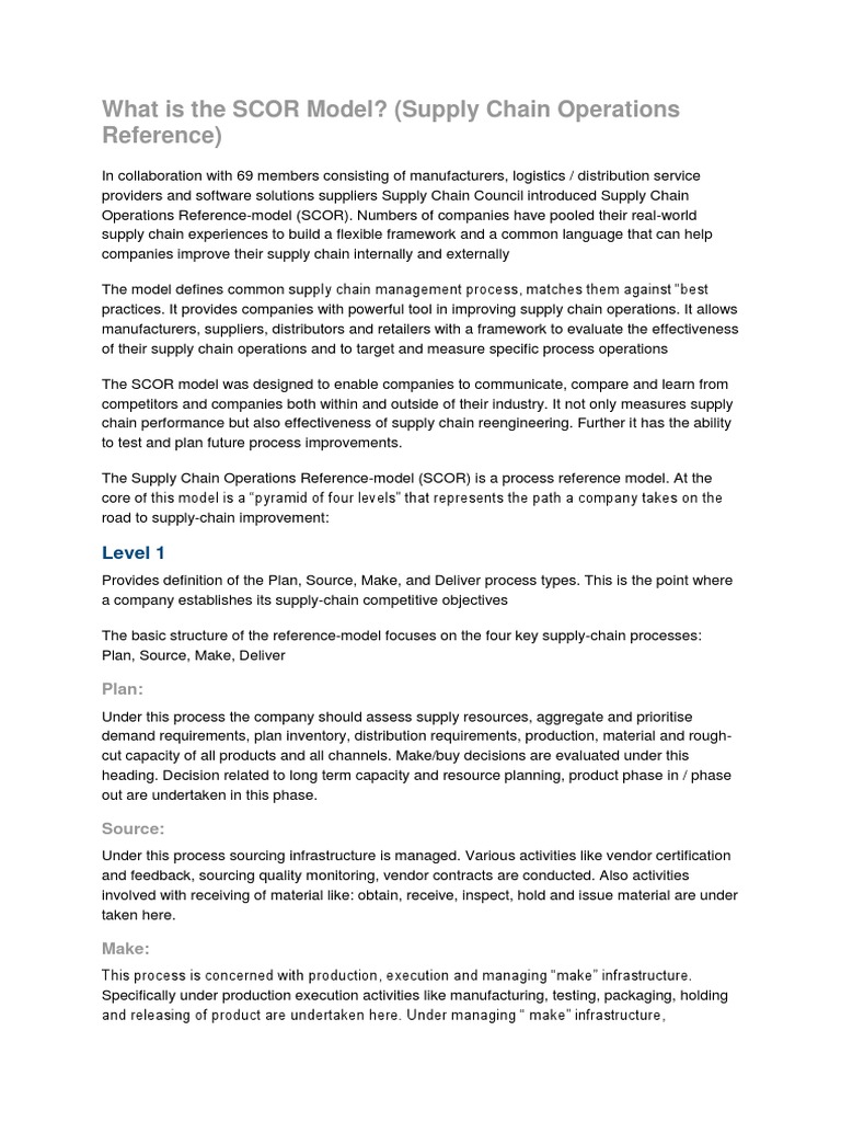 What Is The SCOR Model | PDF | Supply Chain | Business Process