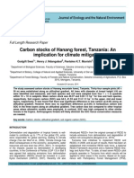 Carbon Stocks of Hanang Forest, Tanzania: An Implication For Climate Mitigation
