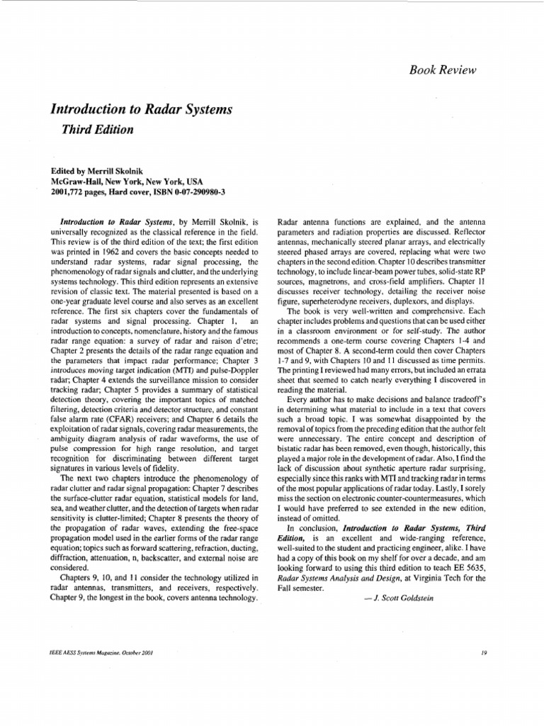 Introduction To Radar Systems Third Edition PDF