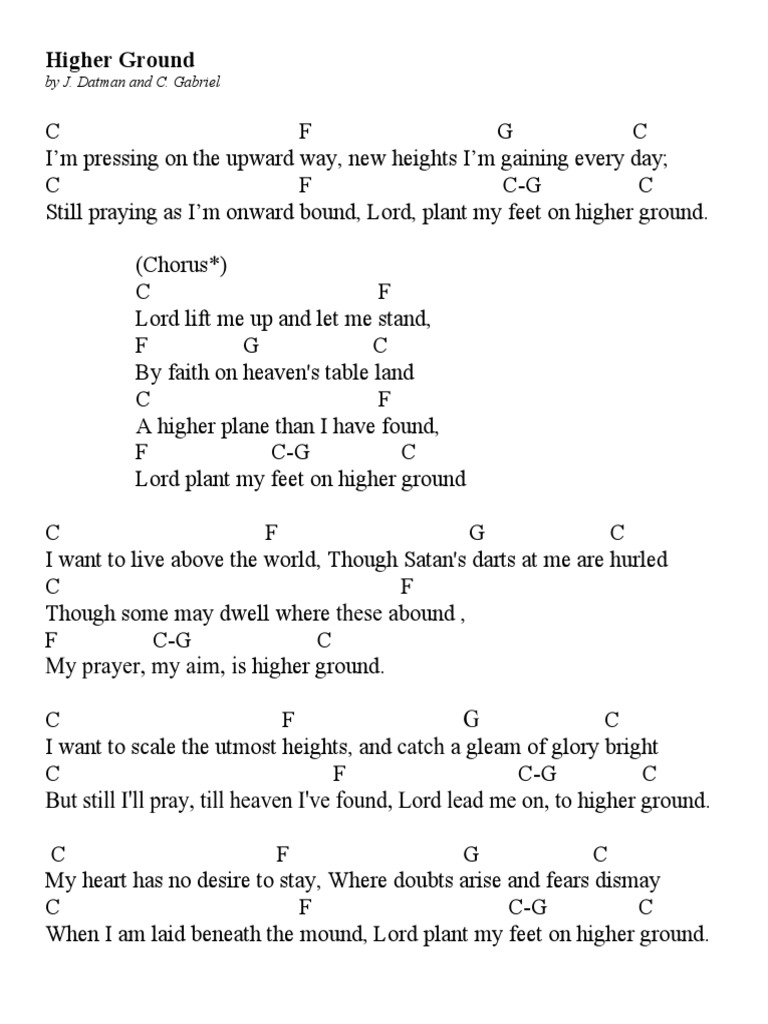 Higher Ground Hymn Lyrics and Chords | PDF