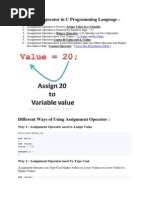 2.1assignment Operator in C Programming Language