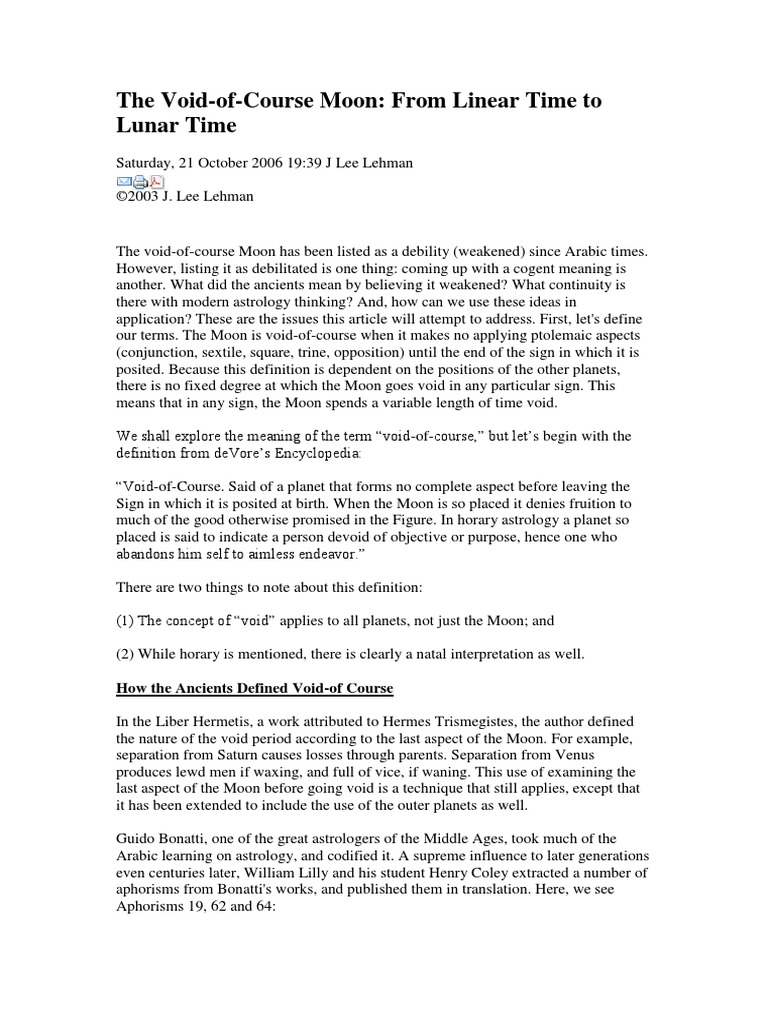 Lee Lehman Void of Course Moon PDF Pseudoscience Occult