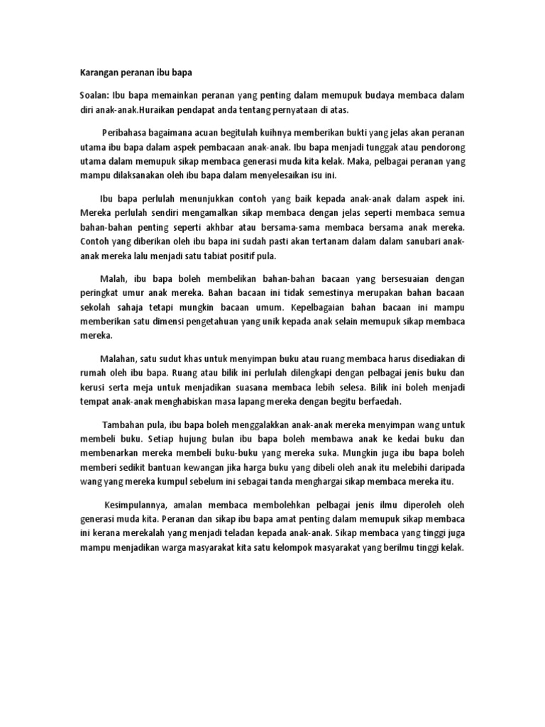 Karangan Peranan Ibu Bapa Pdf