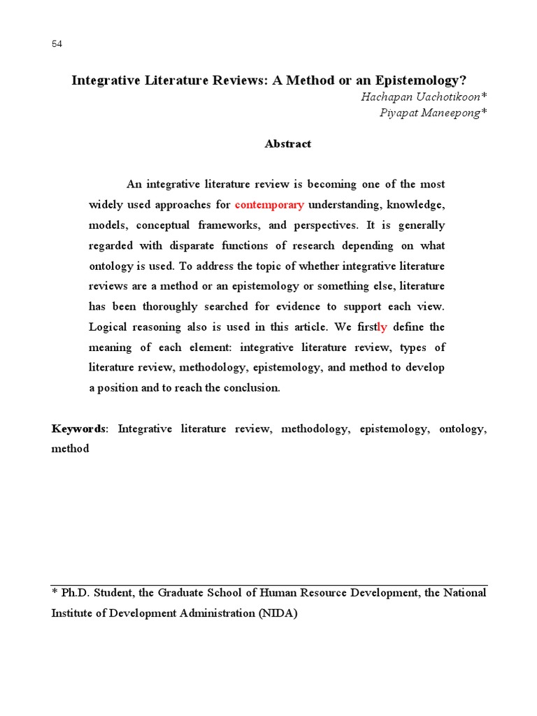 Integrative Literature Review Manuscript Literature Review Qualitative Research