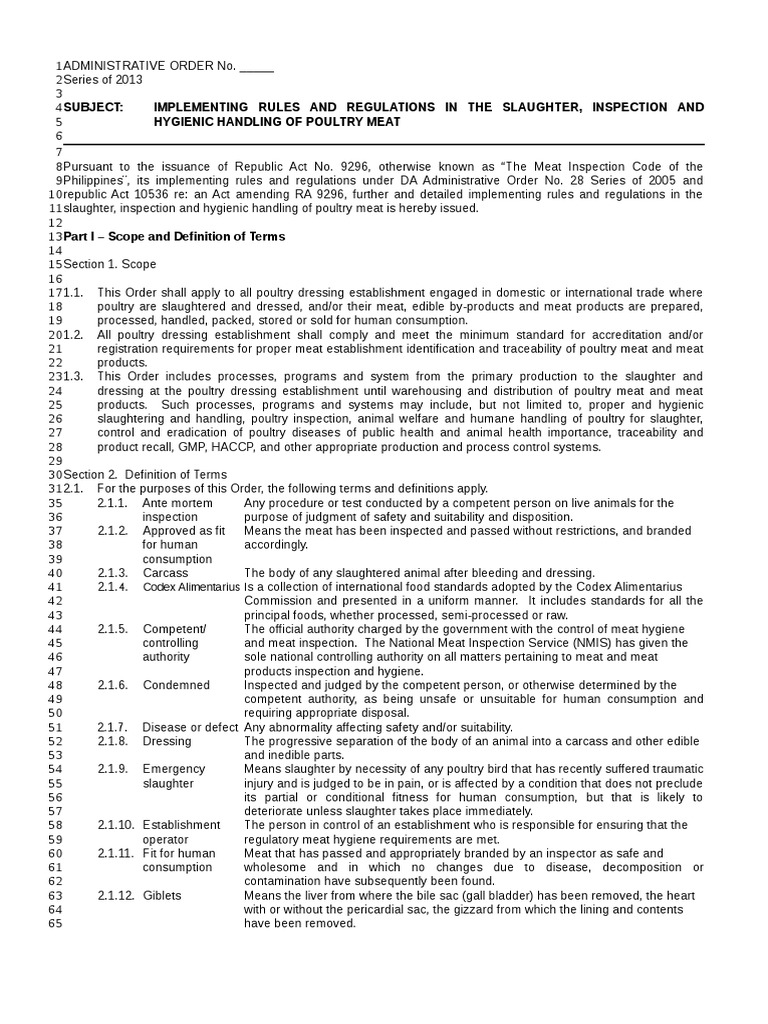 Poultry Slaughter and Inspection | PDF | Animals And Humans | Health Care