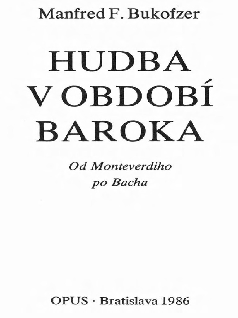 Manfred Bukofzer-Music in Baroque Era | PDF