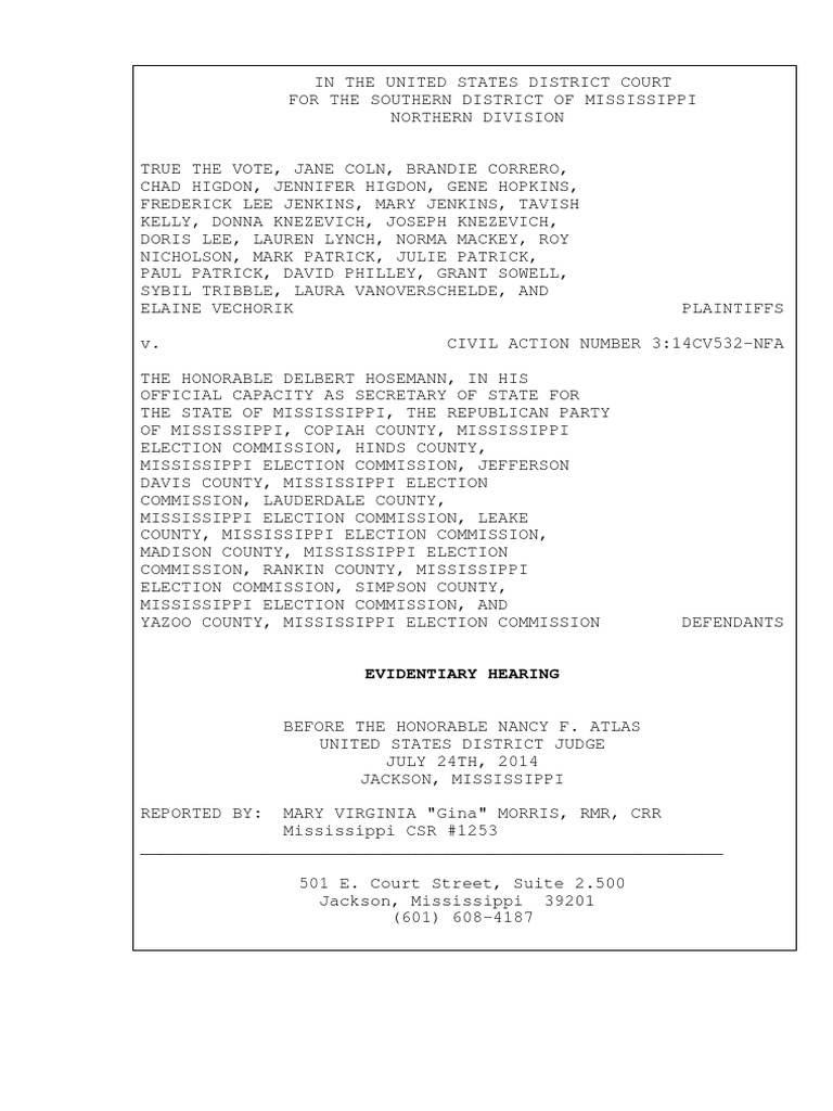 True The Vote Hearing Transcript | PDF | Politics | Social Science
