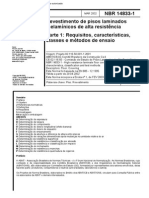 NBR 14833 - Revestimento de Pisos Laminados Melaminicos de Alta Resistencia - Parte 1 Requisitos