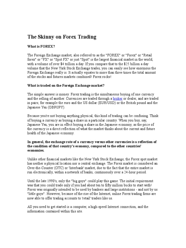 The Skinny On Forex Trading Order Exchange Foreign Exchange Market - 
