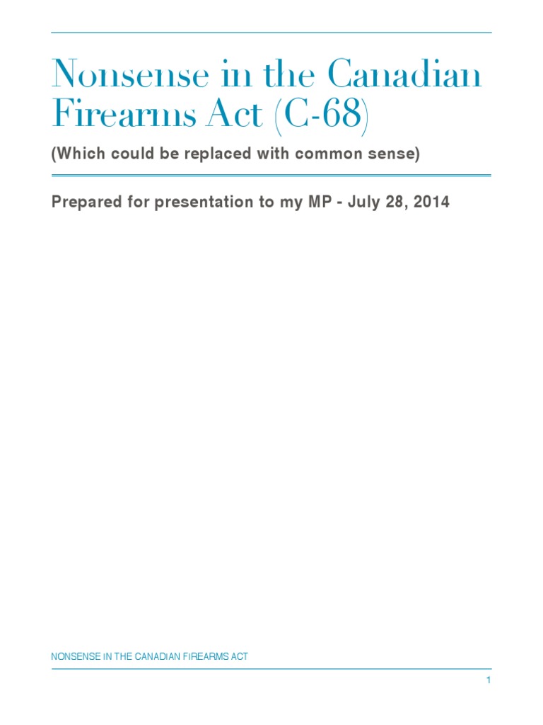 Nonsense in The Canadian Firearms Act (C68) PDF Handgun Crime