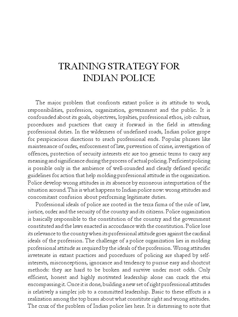 Indian Police Training Strategy Insights | PDF | Politics