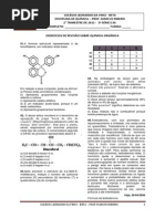 Lista de Exercícios de Química Orgânica