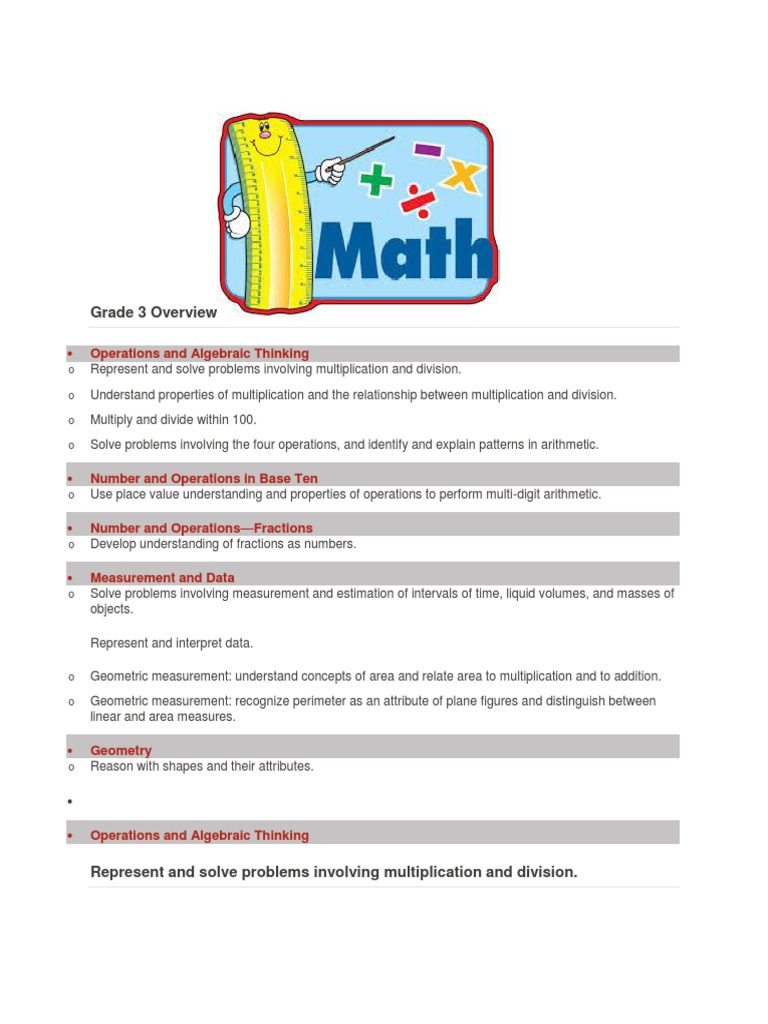 Grade 3 Math Curriculum Overview | PDF | Area | Multiplication