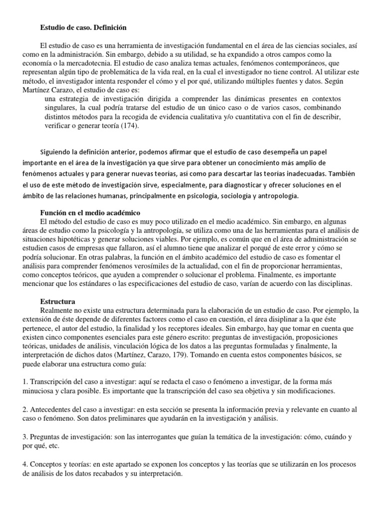 Estudio de caso. Definición Caso de estudio Teoría