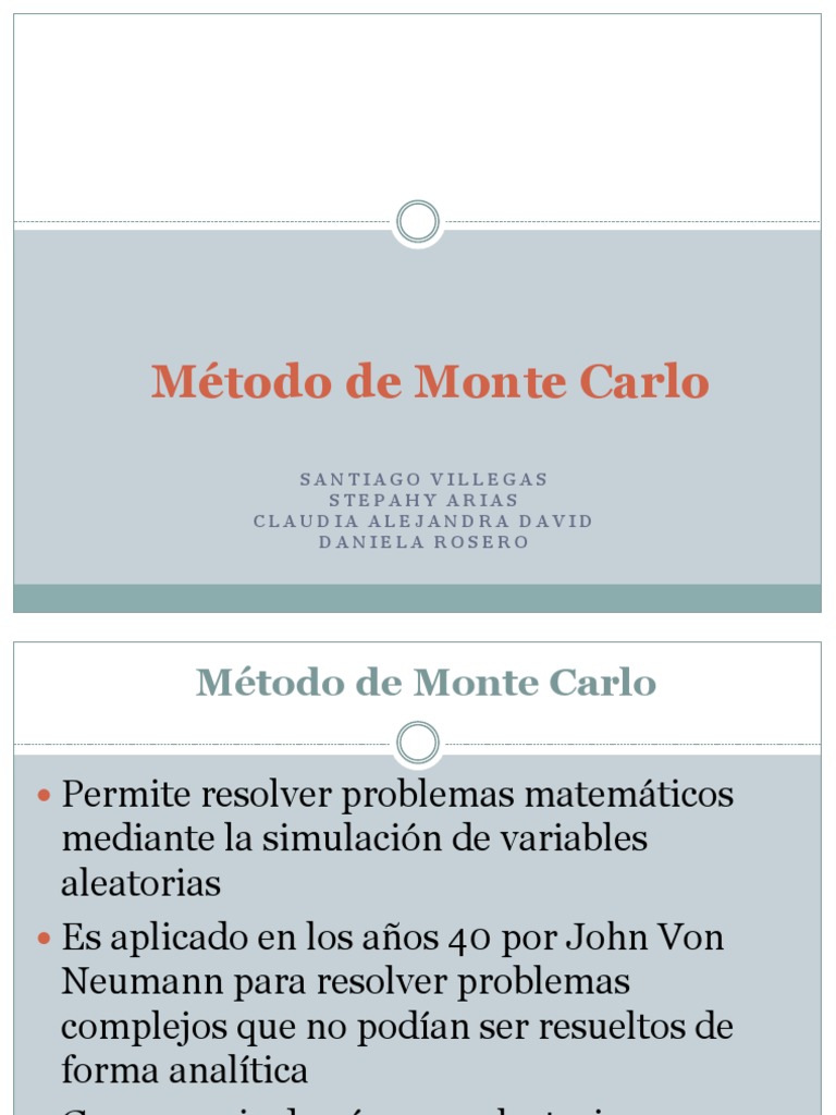 M todo de monte carlo pdf aleatoriedad m todo monte carlo