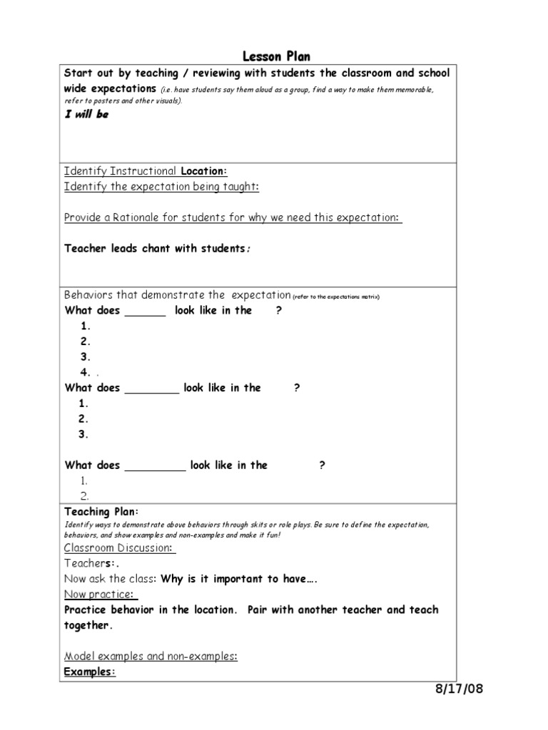 Classroom Behavior Expectations | PDF