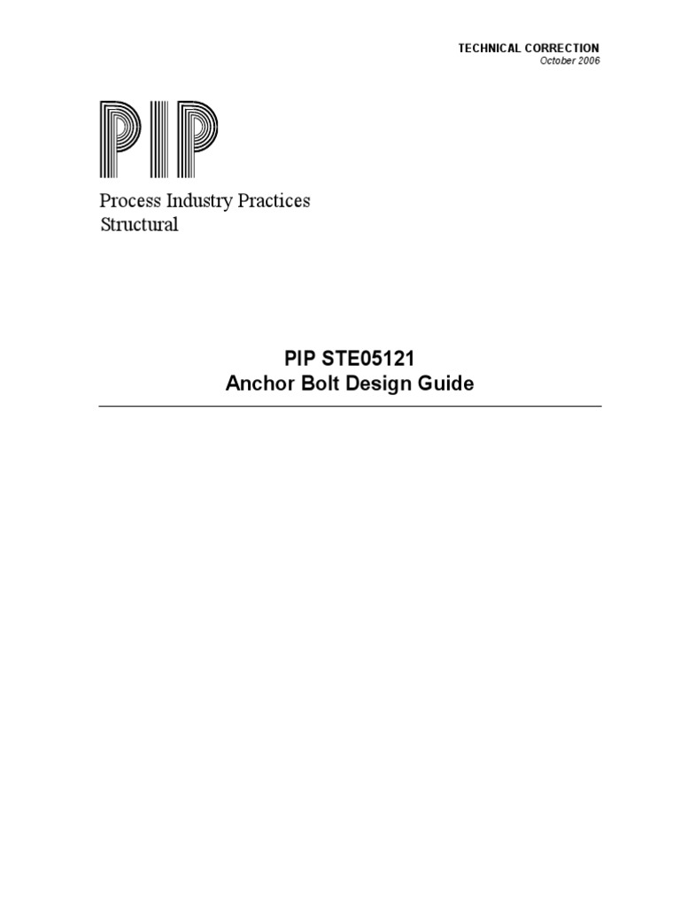 PIP STE05121 (Anchor Bolt Design Guide) PDF Structural Steel Screw
