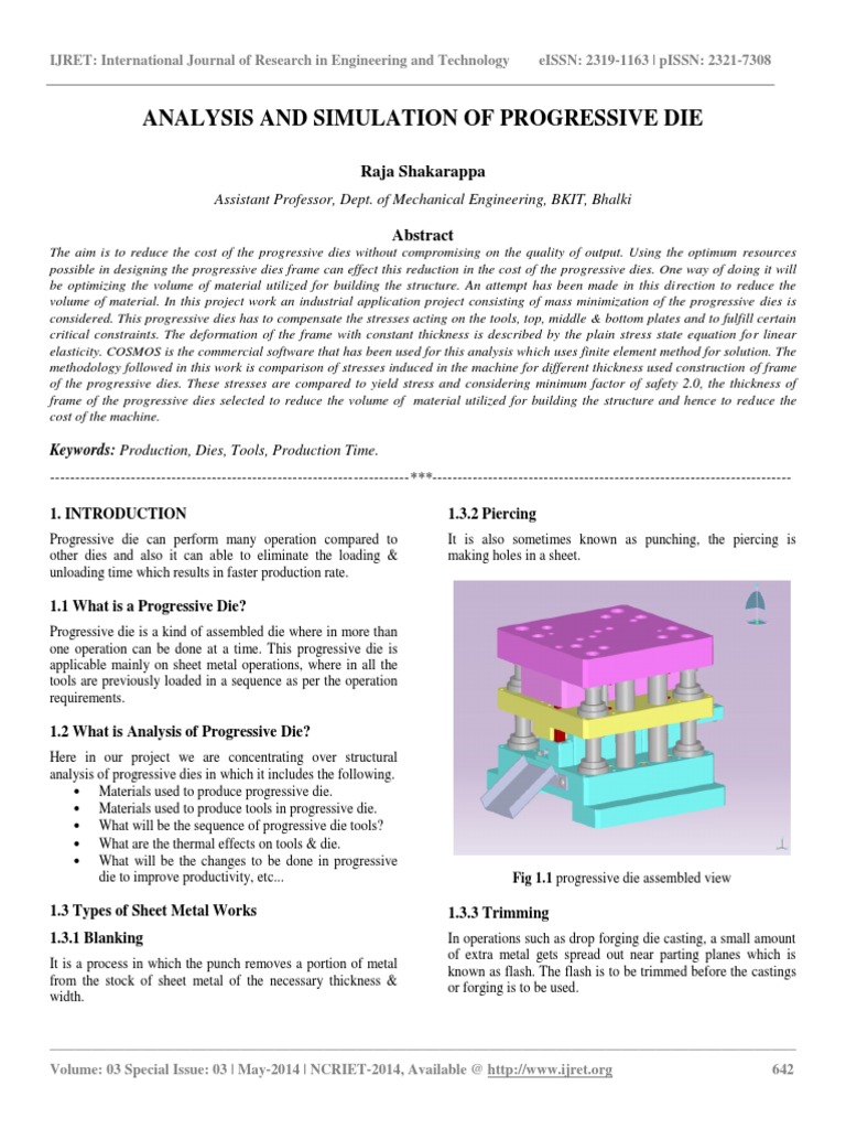 Analysis and Simulation of Progressive Die | PDF | Finite Element ...