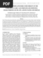 Effect of Superplasticizers Compatibility on the Workability, Early Age Strength and Stiffening Characteristics of Opc, Ppc, And Psc Pastes and Mortar