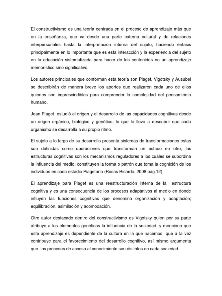 El Constructivsmo Como Modelo Educativo | PDF | Constructivismo ...