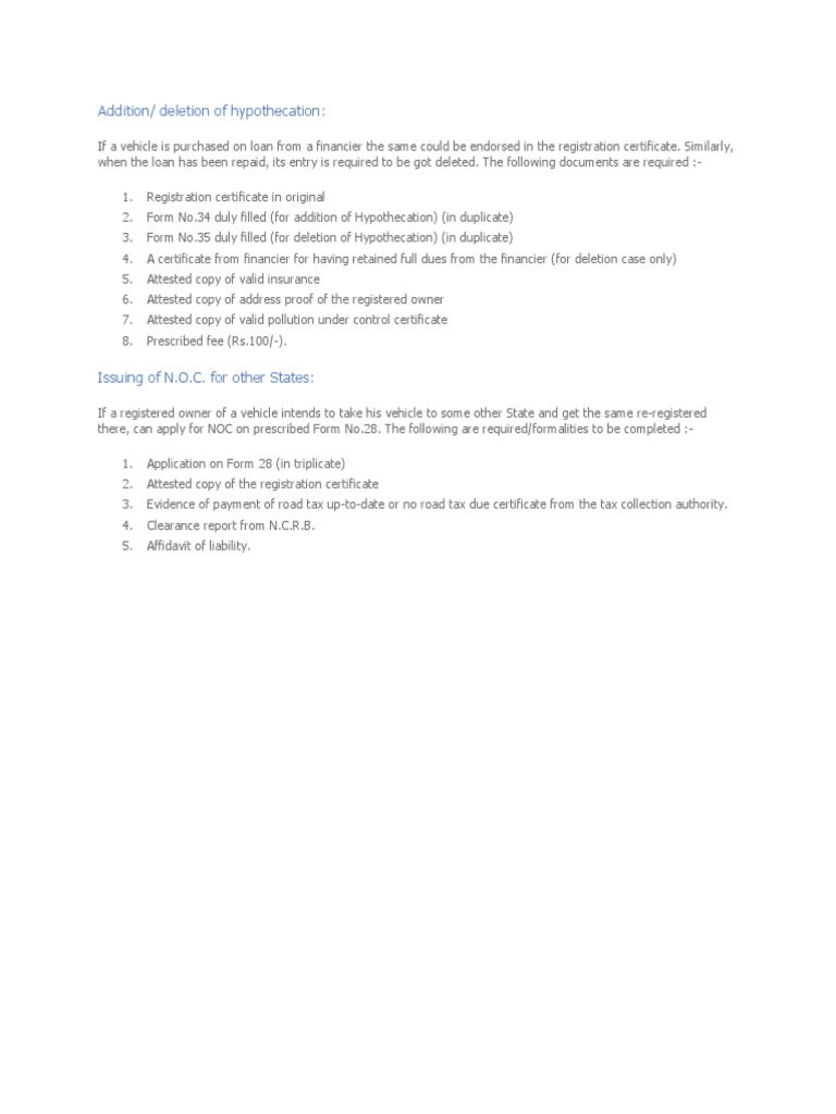Addition deletion of hypothecation pdf