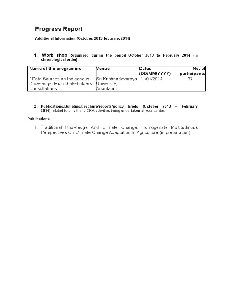 NICRA Activities Progress Report 2013-2014 | PDF | Science & Mathematics