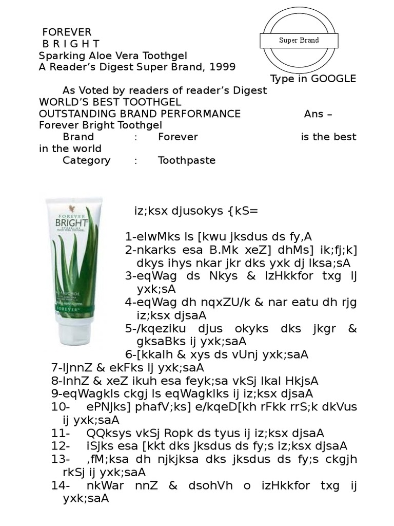 World's Best Aloe Vera Toothgel | PDF | Home & Garden | Computers