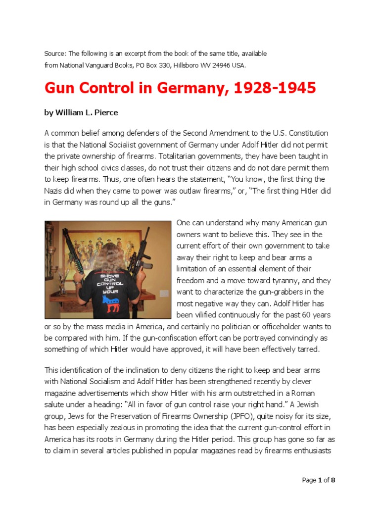 Gun Control in Germany 1928 1945 PDF Handgun Overview Of Gun Laws