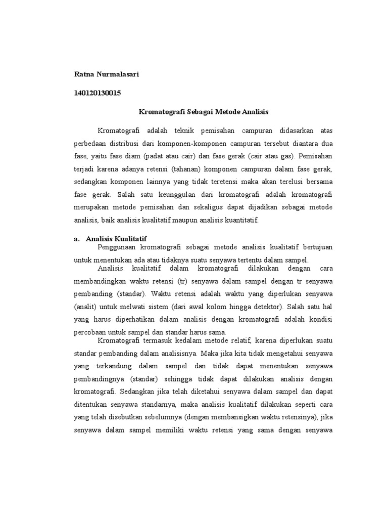 Kromatografi Sebagai Metode Analisis