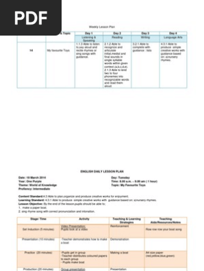 Weekly Lesson Plan