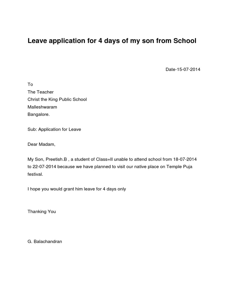 Leave Letter | Pdf