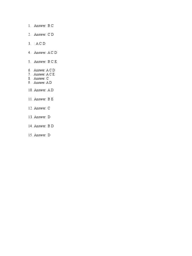Answer Key for Multiple Choice Questions | PDF