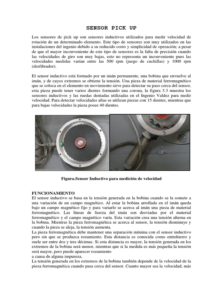 Funcionamiento de Sensores Pick Up Magnéticos | PDF | Inductor | Imán