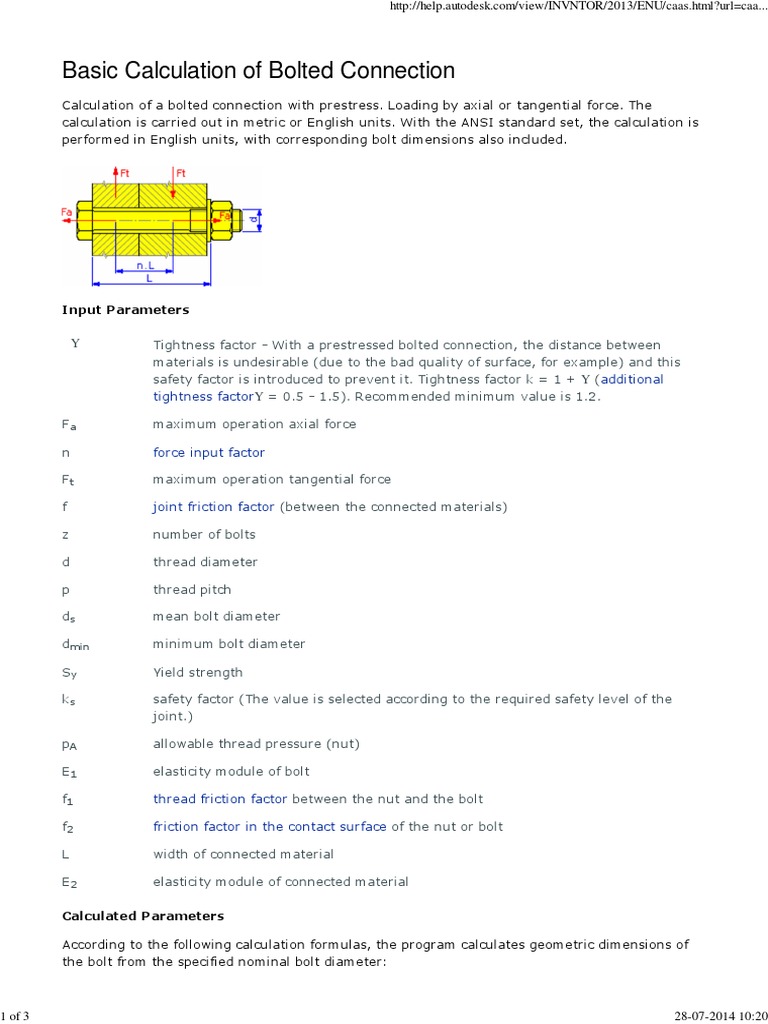 Bolt Load Calculations Screw Nut (Hardware)
