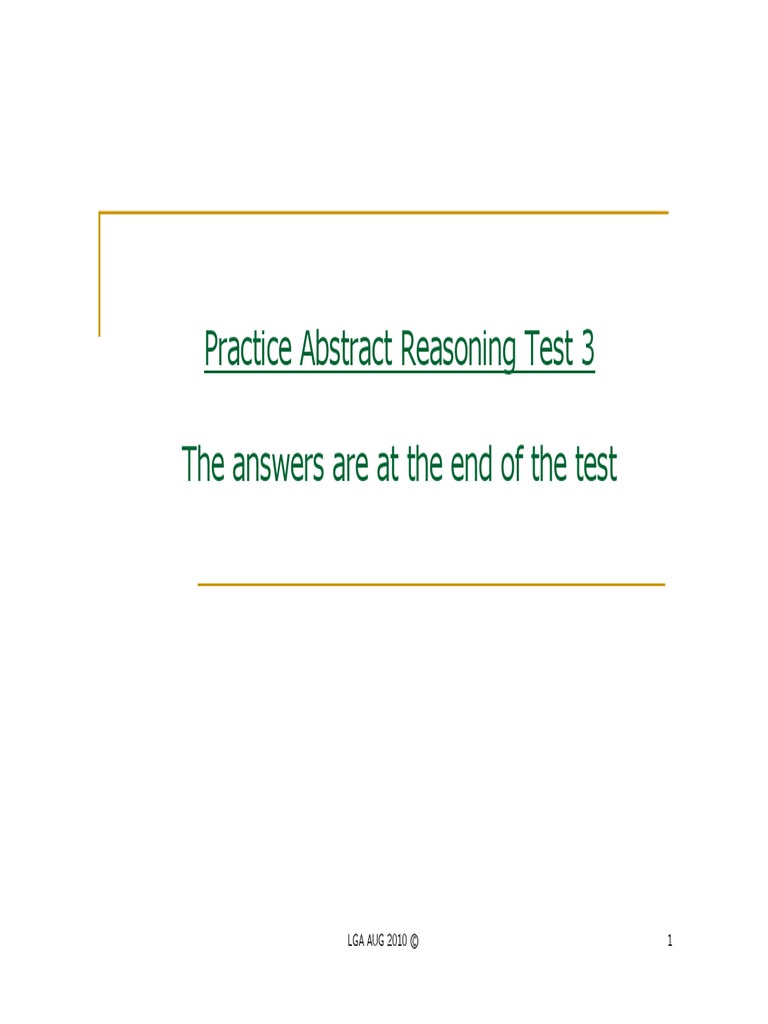 Abstract Reasoning - Test 3. | PDF | Reason | Intelligence