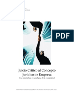 Juicio Crítico Al Concepto Jurídico de Empresa