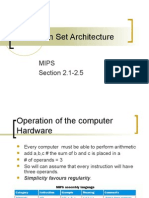 Instruction Set Architecture: Mips Section 2.1-2.5