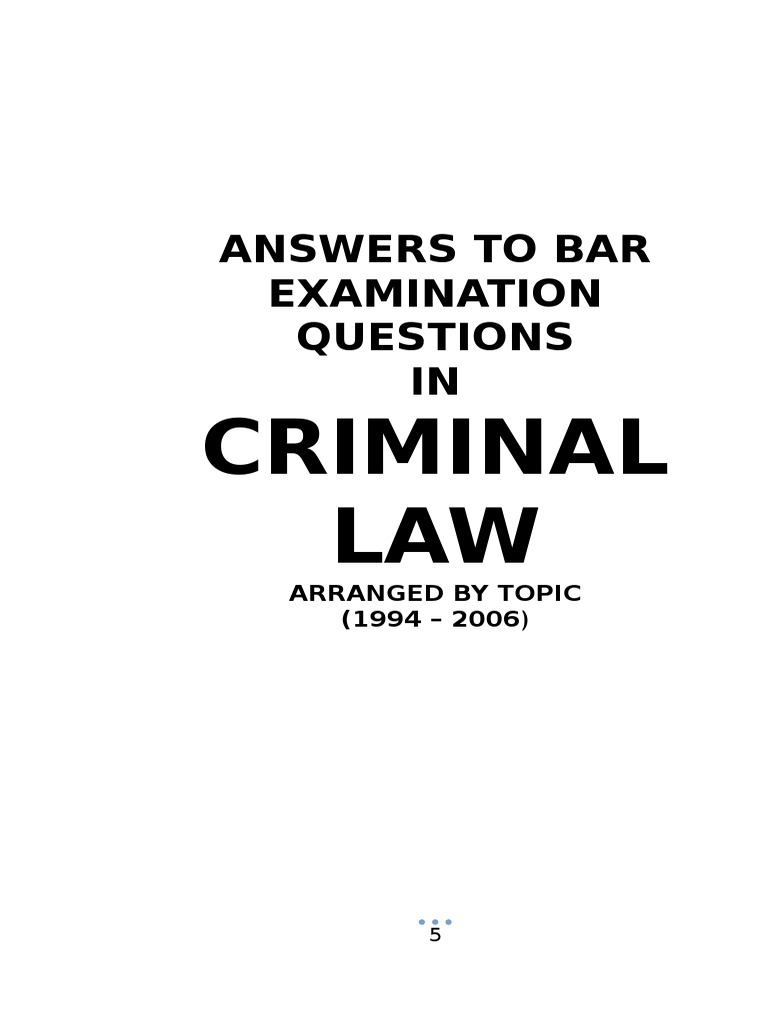 Criminal Law Bar Examination Assault Crimes
