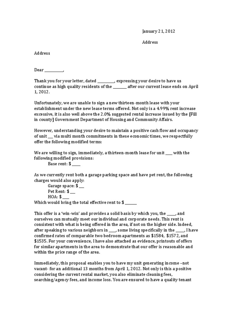 Sample Rent Reduction Request | PDF | Lease | Renting